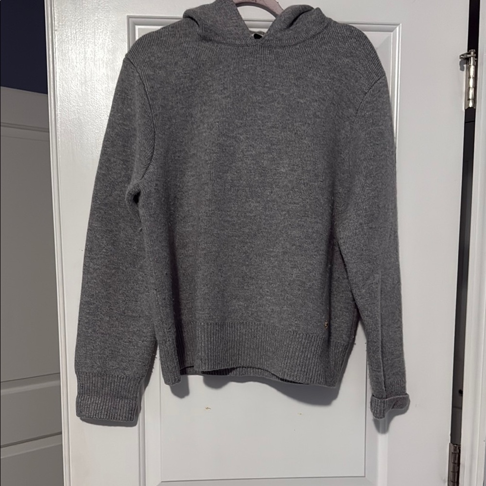Tory Burch Gray Cozy Knit Hooded Sweater